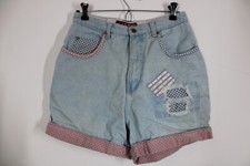 Vtg 90s LA Blues 12 28" Waist Lightwash Denim High Rise Cuffed Patchwork Shorts
