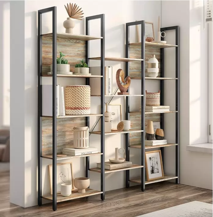 Tall wooden shelf unit deals