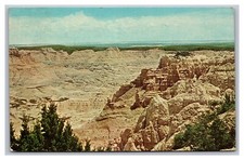 Bad Lands National Monument South Dakota Aerial View Chrome Postcard Posted 1966