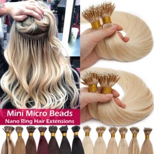 Blonde 200PCS THICK 100 Remy Human Hair Extensions Micro Loop Nano Ring Bead US