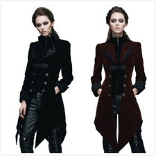 Devil Fashion Women Black Gothic Tail Jacket Party Velvet Steampunk Victorian