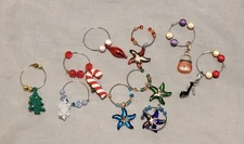 Lot of 10 assorted Wine Glass Charms Christmas, etc