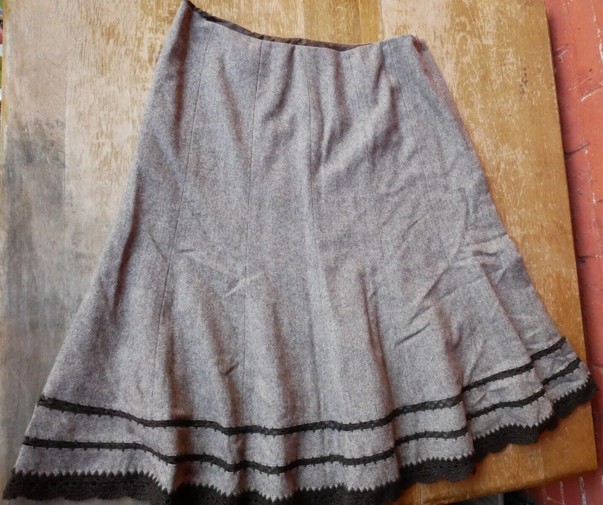 Vintage Talbots Women s Wool Silk Blend A Line Skirt w Lace Trim Size 16