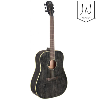 J.N Guitars YAK-D Yakisugi Series Dreadnought Acoustic Guitar Dog Hair Black 