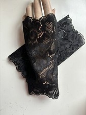 Handstulpen Stulpen Pulswärmer Gothic Punk Spitze  floral schwarz 16 cm