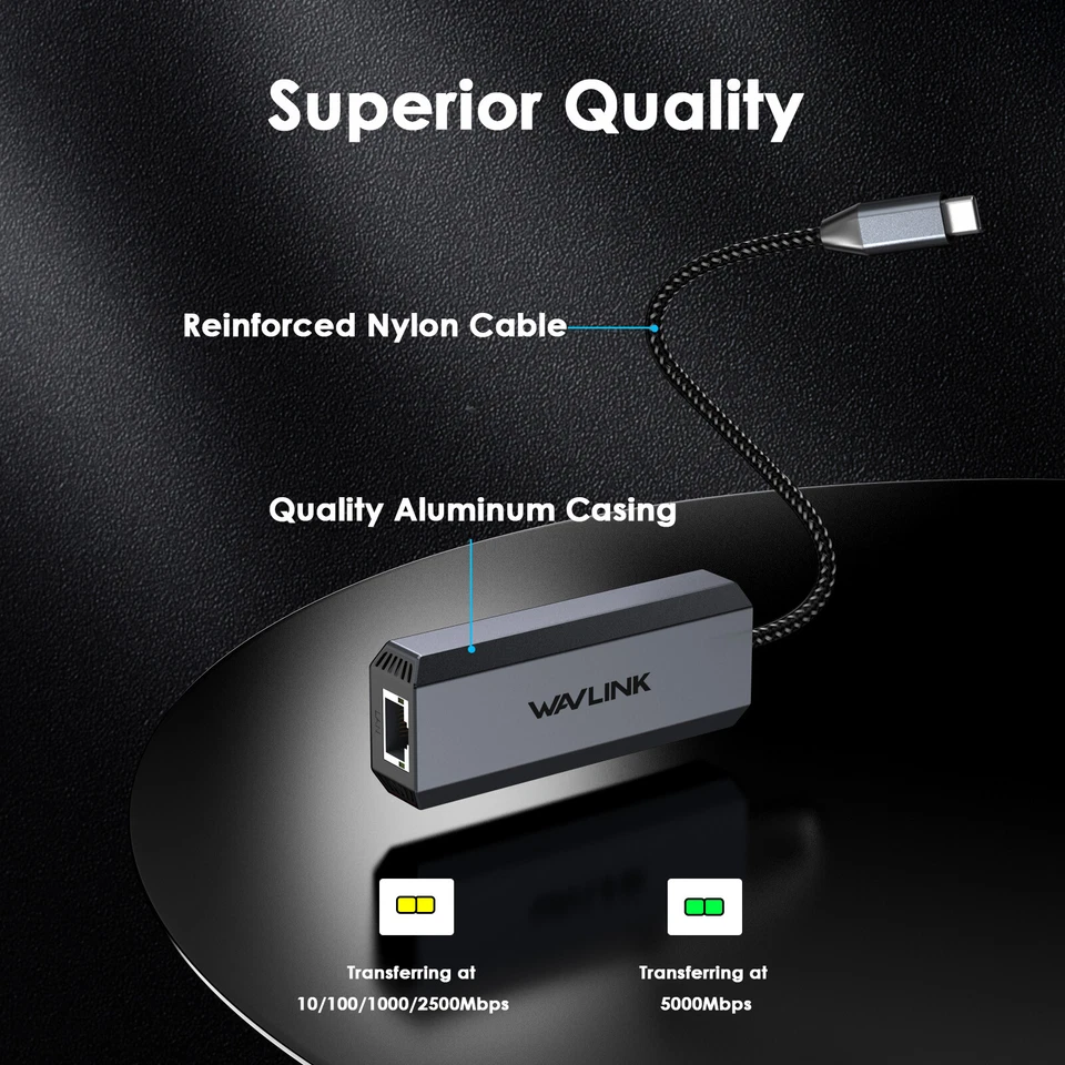 USB C to Ethernet Adapter 5Gbps USB 3.0 to Gigabit LAN Network Adapter 2500Mbps - image 4 of 4