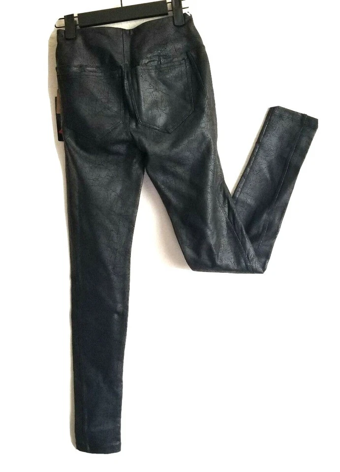 牛仔弹力皮革外观弹性弹力裤黑色 XS 码全新带标签 Mudd PONTE — 第 4/4 张图片