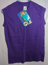 Vtg NOS Fruit Of The Loom CasualWear Boys Purple Sleeveless L Made In USA 1993
