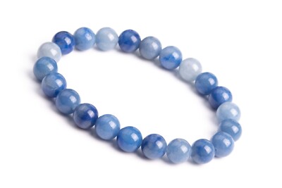 8MM Blue Aventurine Bracelet Grade AAA Round Gemstone Beads 7.5''