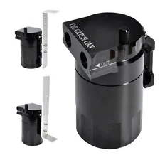Aluminum Oil Catch Can with Baffled Filter, 3/8" NBR Fuel Line Kit Black 300ml