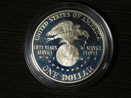 OLD US COIN US MINT 1991 S USO COMMEMORATIVE SILVER PROOF DOLLAR - Picture 14 of 16