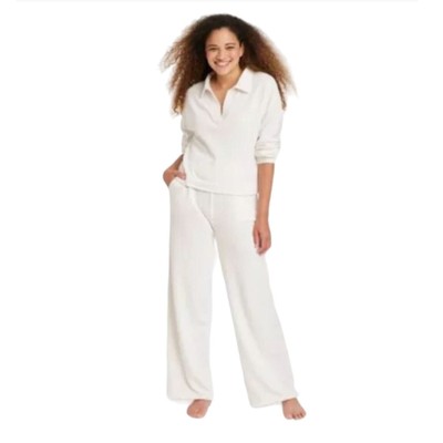 Colsie Women's White Wide Leg Drawstring Closure Lounge Pants Size M