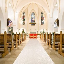 Ivory 2FTX15FT Sequin Aisle Runner for Wedding Ceremony