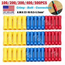 100/500X Insulated Electrical Straight Splice Terminal Crimp Butt Wire Connector