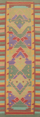Tribal Kilim  Runner Rug 4x13 Hand-Woven Multi-Color Oriental Wool Carpet 