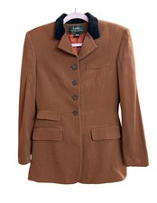 VTG Lauren Ralph Lauren Women's 100 Wool Brown And Black Velvet Collar Blazer 6