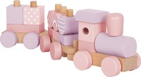 Holzzug Rosa, Bausteine, Steckspiel, Stapelspiel, Zug, Lok Und 2 Waggons, Holz