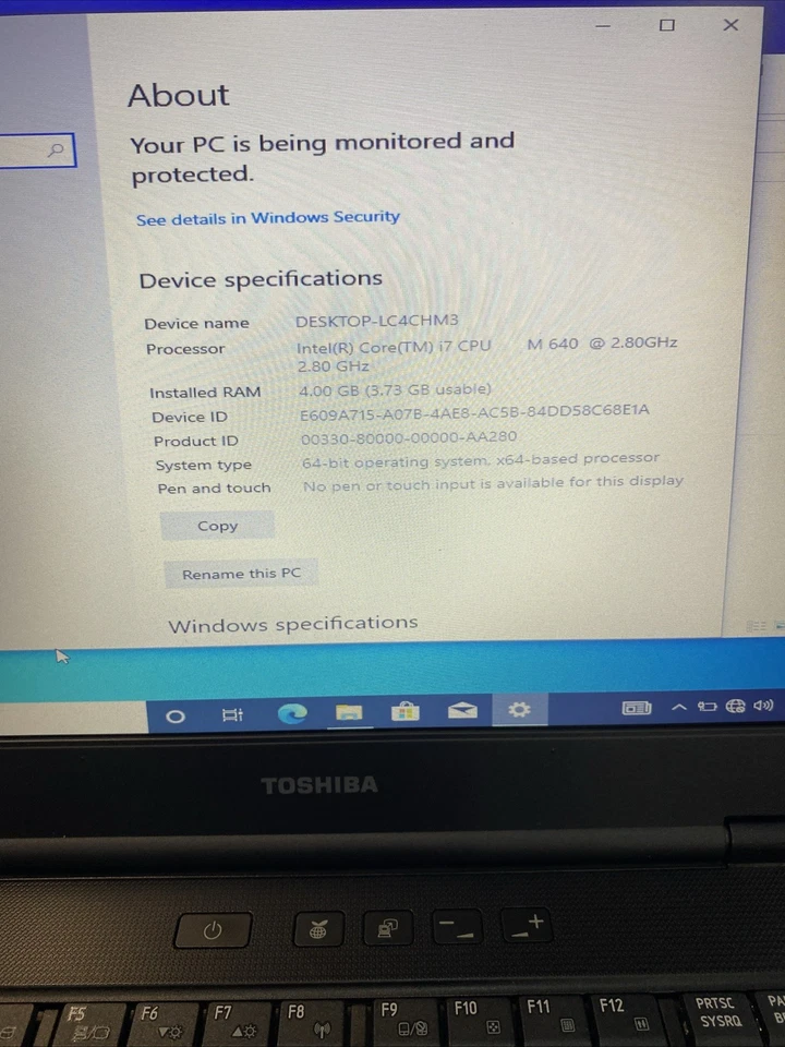 Vintage Toshiba Terra M11-17Z Intel Core I7 CPU M640 4gb 320hd  - Image 2 of 4