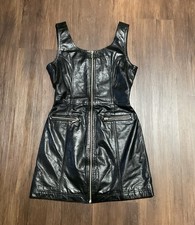 Ms. Maxima Sz4 Genuine leather full zip sleeveless black dress LBD Sale