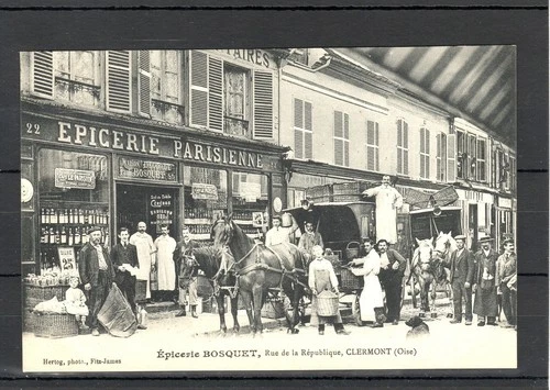 Old postcard FRANCE DEPT 60 CLERMONT OISE GROCERY STORE GROVE ANIMEE