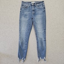 Vervet Jeans Mid-Rise Slim Ankle Frey Hem Size 26 Stretch Blue Denim