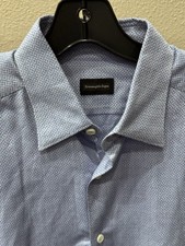 Zegna Super Soft Blue Pattern LONG SLEEVE SHIRT Medium M 15.5 x 35/36