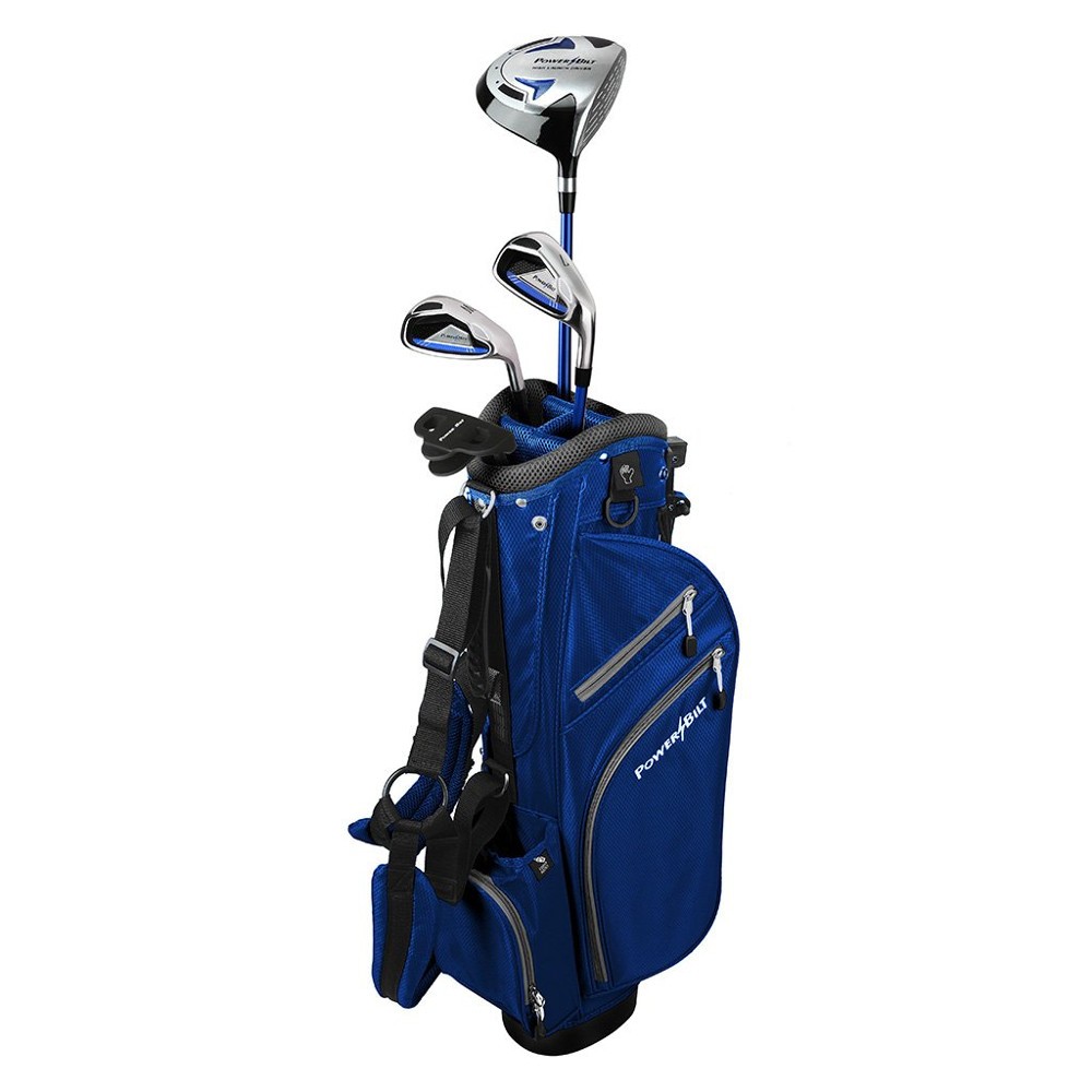 НОВЫЙ комплект для гольфа PowerBilt Blue Series Junior с клюшкой и сумкой Driver Iron Wedge