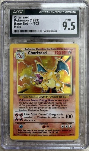 Pokémon TCG 1999 Base Set Charizard 4/102 Holo Rare CGC 9.5 Mint Plus Grade