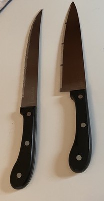 Vintage Revere Ware Knives, 8 & 8.5 Inch Blades, Handles w/ Rivets
