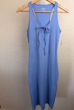 Wild Fable ButterBliss Racerback Midi Dress Blue Tie Front Size S NWT