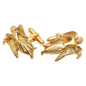 Authentic CHANEL Vintage Angel Cufflinks Gold Plated Men's Accessories 26.5mm x 15.2mm