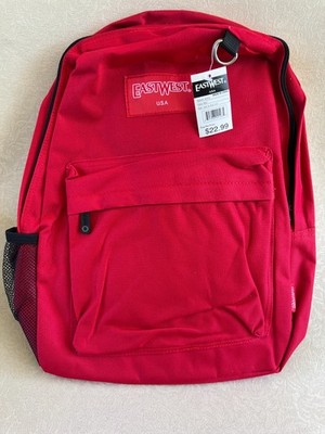 East West USA B101S Backpack Red New With Tags Travel School Bookbag Laptop Bag