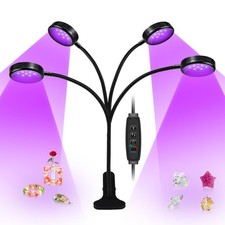 USB UV Black Light 4 Heads, 20W 395nm-405nm LED Lamp With Clamp, Gooseneck Li...