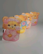 Unused Greeting Card  Env New Baby Girl   7-Trifold Stabmnd Up Die Cut  Cute