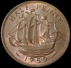 Photo of a 1959 Elizabeth II Half Penny from an eBay listing that sold on Jun 17, 2026