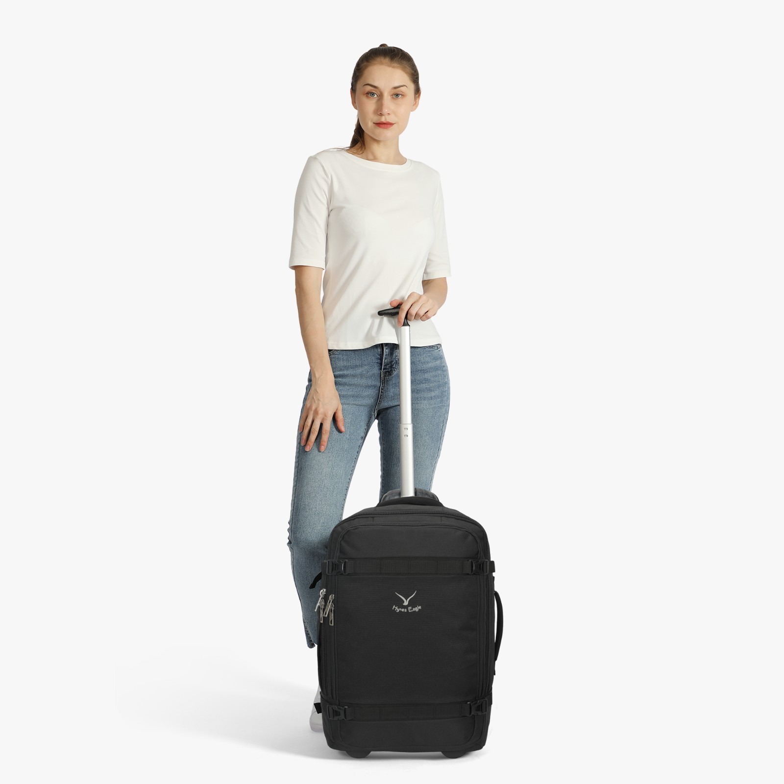 Hynes Eagle 42L Rolling Backpack Wheeled Luggage Carry On Travel Bag Cabin Size