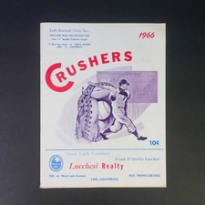1966 Lodi Crushers Program Inaugural Season Chicago Cubs Affiliate Cal League