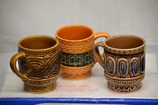 MID CENTURY MODERN STAKABLE COFFEE MUGS SET OF 3 JAPAN MCM