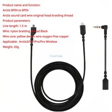 Audio Cable for SteelSeries Arctis 5/7/3Pro 5/7/3Pro Headphone Sound card cable