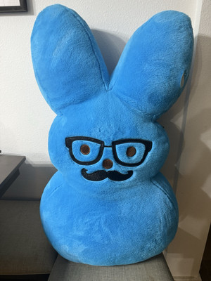 Sir PEEPS Gigant Blue Jumbo Plush Bunny Easter Glasses Mustache Limited Edition 