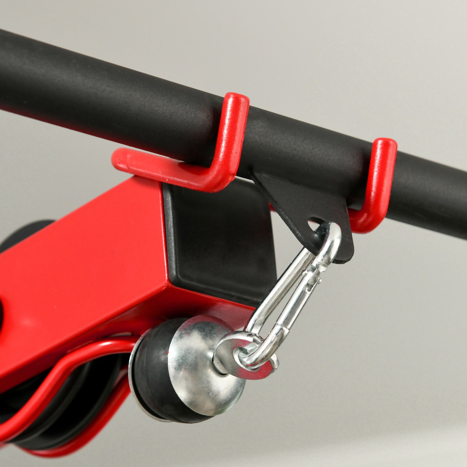 Soozier Lat Pull Down Machine Cable Station with Flip-Up Footplate, Red