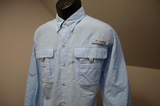 Columbia PFG Vented Fishing Shirt Omni-Shade Blue Long Sleeve Mens Sz Medium