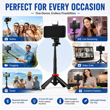 Selfie Stick Tripod with Wireless Remote Fill Light, Extendable Phone Tripod S