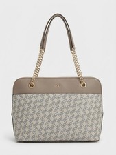 DKNY Logo Pattern Shoulder Bag Beige/Taupe wi...