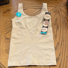 Jockey Slimmers Women  s M Beige Tank Top Microfiber Shapewear Stretch NWT