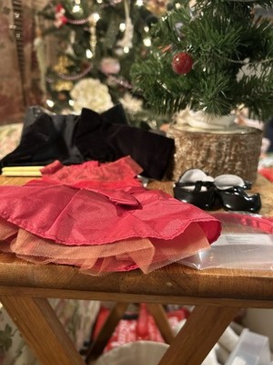 Red & Black AG  Holiday Dress Outfit Set for Dolls - Includes Shoes & Headband 