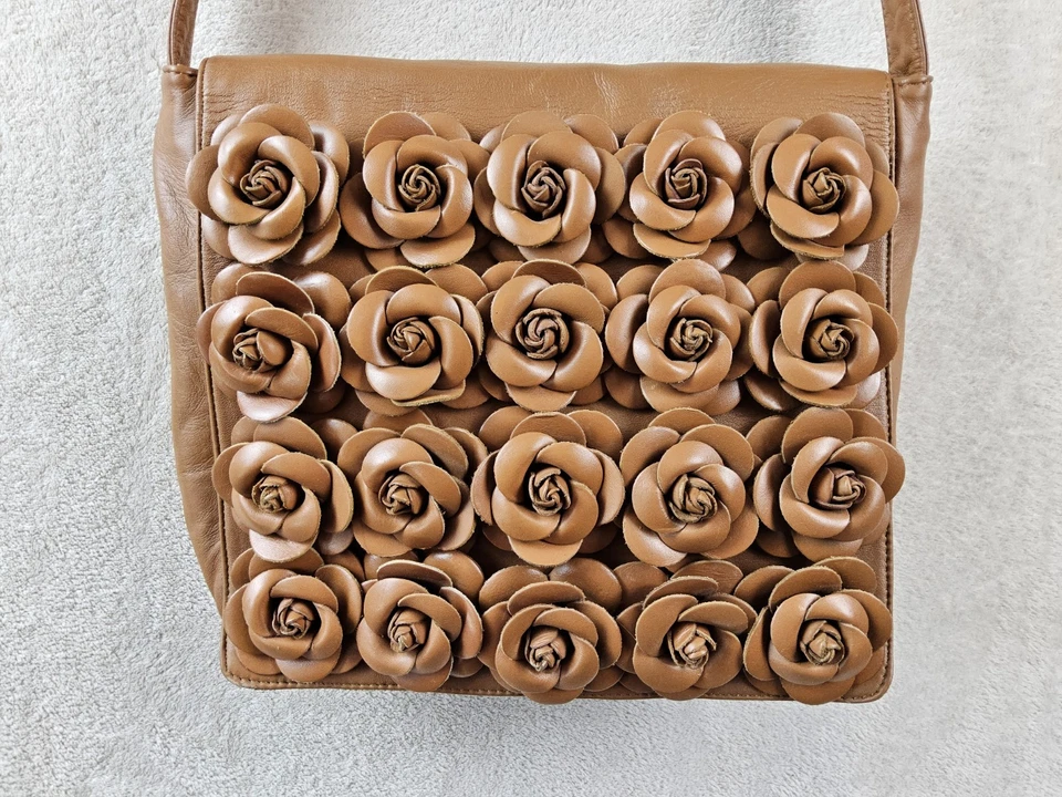 Bolso de hombro mensajero ramo rosa cuero artesanal inteligente carro  Foto 2 de 4