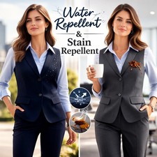 Ladies Wool Blend Waistcoat Uniform Hospitality Workwear Waitress Jacket Vest