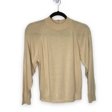 Vintage Hampshire Studio Mock Turtleneck Zip Back Sweater Yellow Gold Women PM