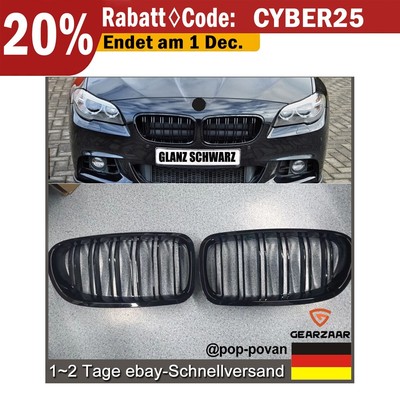 für BMW 5er F11 F10 Nieren Grill Kühlergrill GLANZ SCHWARZ Doppelsteg